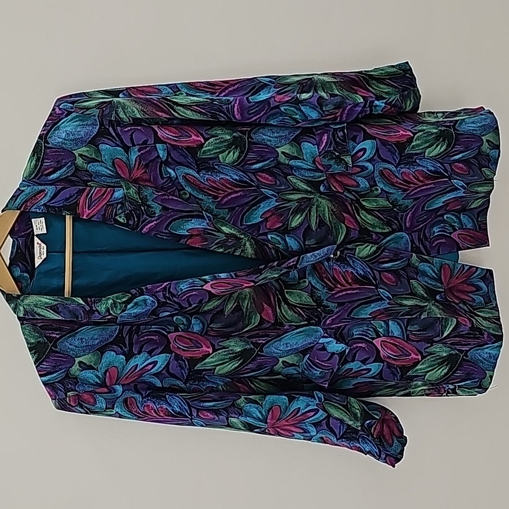Vintage Dorman 100% Silk Floral Blazer Jacket Womens Sz Med 80s 90s Maximalism
